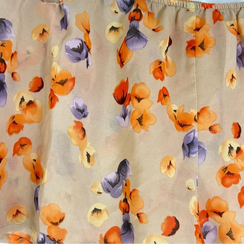 Stars Above Yellow Floral Sheer Lounge Shorts Cottage Luxe Boho Sleepwear Large